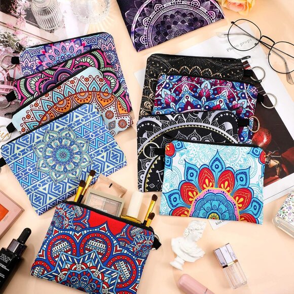 10 Pieces Small Coin Purse Boho Change Purse Pouch Mini Wallet Coin Bag with Zip - Picture 7 of 7